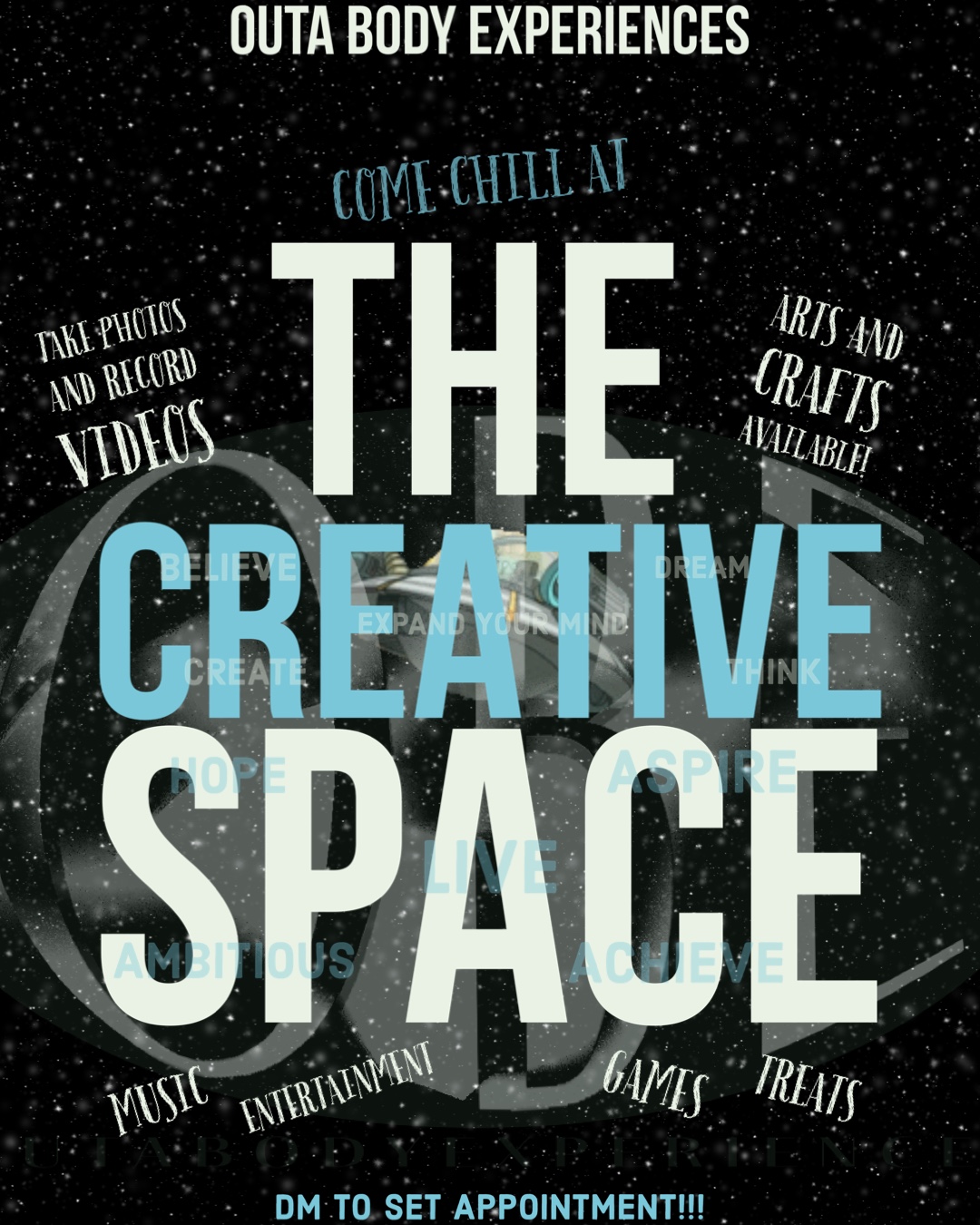 Outa Body Experiences creative space flyer